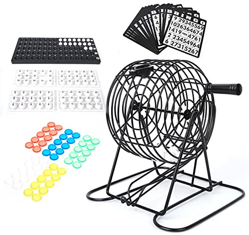 equlup Bingo -Spiel, traditioneller Weinset 75pcs 15mm Lucky Ball Colorful Chips Lottery Machine Family Group Entertainment für große Gruppe