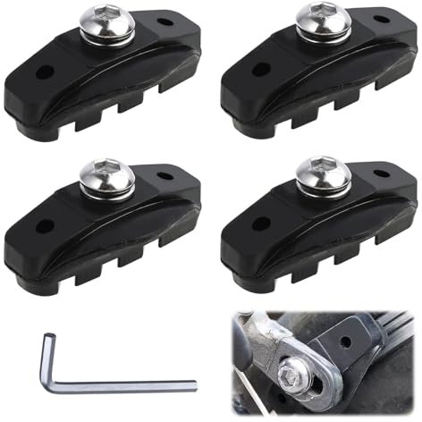 Road Bike Brake Pads Set - 2 Pairs of Black Caliper Brake Blocks with Installation Tool, 50 mm - Durable, Noise-Reducing Rubber Pads for Enhanced Wet and Dry Braking Performance