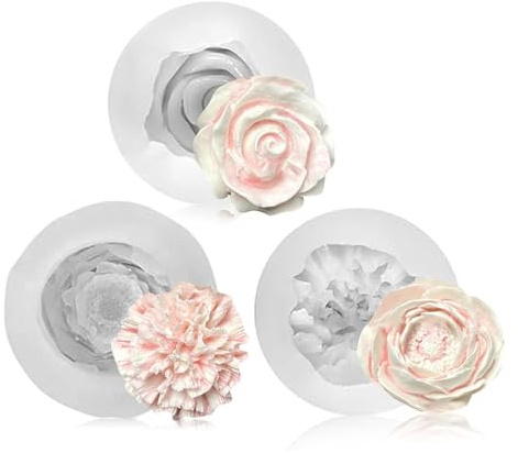 XFSRG Lot de 2 moules en silicone en forme de fleur 3D pour bougies pour Bougie Pâtisserie Artisanat Créatif Gâteaux et Fondant