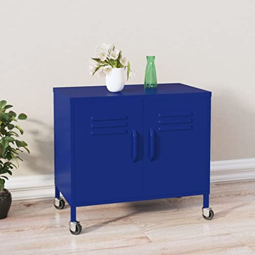 MOBCANT Lagerschrank Marineblau 60x35x56 cm Stahl, Stahlschrank Werkstattschrank Beistellschrank Metallschrank Geeignet für Schule Lagerraum Wohnheim Büro