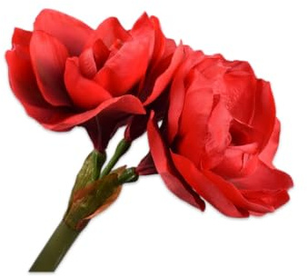 Silk-ka Kunstblume - Seidenblume - Kunstzweig Amaryllis Stiel rot 61cm