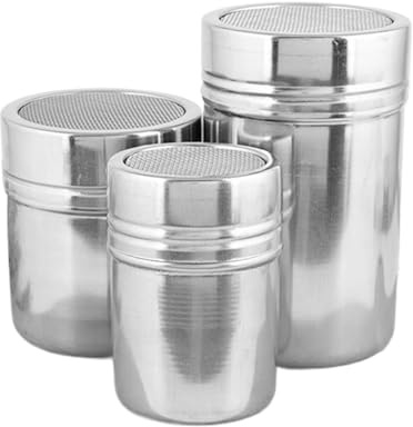 Shaker Sucher Poudre - Flire À Mais Fin Acier Inoxydable | Shaker En Poudre Au Chocolat | 3 Pièces Coco Powder Pour Gâteau Au Thé, La Pâtisserie, es Crêpes, Café