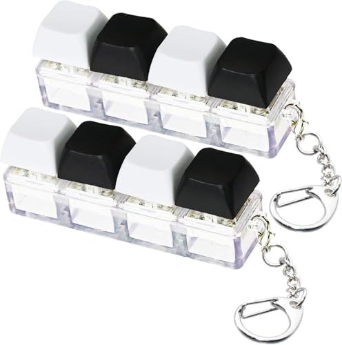2PCS Fidget Keyboard Toy - Fidget Toys - Plastic Keyboard Fidget - Stress Relief - Multi-Functional Keychain - For Anxiety Relief (Black&White)