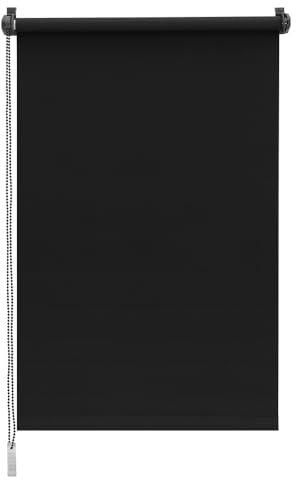 Sekey Verdunklungsrollo ohne Bohren Klemmfix 110 cm breit, Seitenzugrollo Hitzeschutz Sichtschutz und Sonnenschutz Wandmontage Deckenmontage Klemmrollo für Fenster & Tür, 110 x 160cm, Schwarz