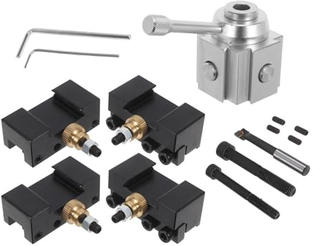 HOMSFOU Mini-Drehmaschinen-Schnellspanner-Werkzeughalter, Aluminiumlegierung, Präzisions-Werkzeugpfosten für kleine Drehmaschinen, Werkstatt, 8 Stück
