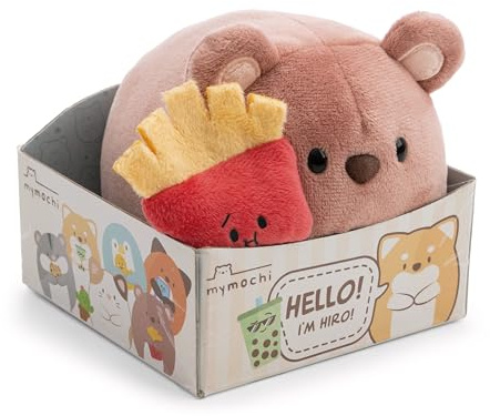 NICI Nomo 63181 - Orso di Peluche con moodie-Confezione di Patatine calamita, in Confezione Regalo, in Morbido Tessuto Peluche, per Coccole e Giochi, per Bambini e Adulti, 13 cm, Marrone