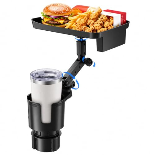 Portavasos Coche 3 en 1 Soporte Bebidas 6,6-10 cm ABS Antivibración | Tapetes silicona anticaída, almacena bebidas y snacks, sostiene móviles, mesa 360°, ranura U desmontable, apto turismos SUV