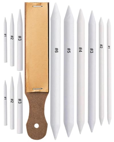 Blending Stumps - Paper Tortillon Set, 12 Pieces Sandpaper Drawing Supplies