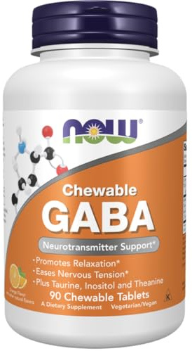 NOW Foods GABA Chewable with Taurine, Inositol and L-Theanine - 90 chewables
