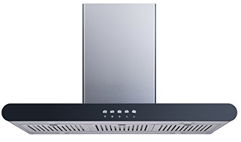 Winflo 36 In. Convertible Stainless Steel Island Range Hood with Stainless Steel Baffle Filters and Push Button Control
