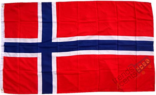 Top Qualität - Flagge NORWEGEN Norway Fahne, 90 x 150 cm, EXTREM REIßFEST, Keine BILLIG-CHINAWARE, Stoffgewicht ca. 100 g/m², sehr robust, extra starke Messing-Ösen