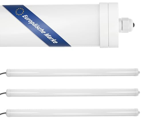 INNOVATE Feuchtraumleuchte LED 130cm 3 Stk. I Feuchtraumlampe IP65 4000K | LED Feuchtraumleuchte LED Deckenleuchte 36W I Werkstattlampe Kellerlampe IK08 Werkstatt Wannenleuchte Feuchtraumlampe 3600lm