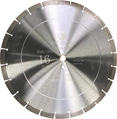 Whirlwind USA LSS 16 inch Diamond Blades Dry or Wet Cutting General,Purpose Power Saw Blade,for Masonry Brick Marble Concrete Circular Saw Blade (16)