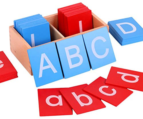Surenhap Kinder Alphabet Tafel Sandpapier mit doppelter Beschriftung Kindergarten Lehrmittel