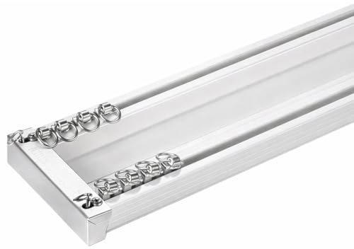 ZSHINE Curtain Conjoined Double Track Customize Length Ceiling or Wall Mounting Heavy-Duty Curtain Rails for Living Room Bedroom Room Divider(white)…