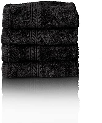 Glart Juego de toallas de rizo prémium en 6 colores y 5 tamaños 4 toallas de invitados de 30 x 50 cm, negro