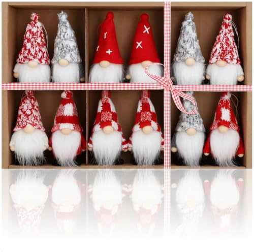 COM-FOUR® 12x Premium Weihnachtsmann-Anhänger für den Weihnachtsbaum | Christbaum-Figuren Anhänger als Baumbehang - Weihnachtsschmuck oder Geschenk-Anhänger - schwedisch-skandinavische Deko-Trolle