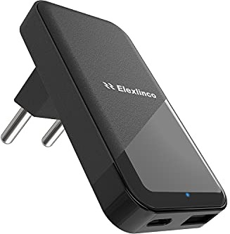 20W 2-Port USB C Ladegerät, Elexlinco USB C Netzteil PD 3.0 Power Adapter Ladestecker kompatibel für iPhone, iPad, Samsung Galaxy, Nexus, HTC, Motorola, LG und viele mehr (Schwarz)
