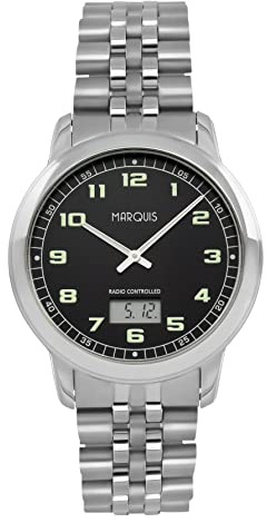 MARQUIS Herren Funkuhr Armbanduhr, deutsches Funkwerk, Gehäuse und Armband aus Edelstahl 4903-510