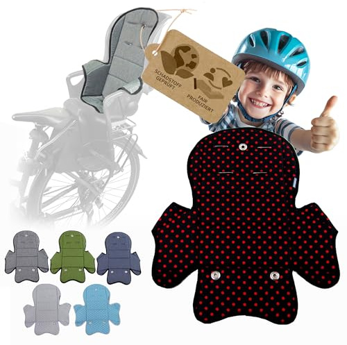 Ersatzbezug kompatibel mit Römer Kinderfahrradsitz – Weiches Ersatzpolster für Fahrradsitz Kinder – Sitzbezug, waschbar bei 30°C – Komfort Polster für Kinder Fahrradsitz MOD 5 (schwarz rote Punkte)