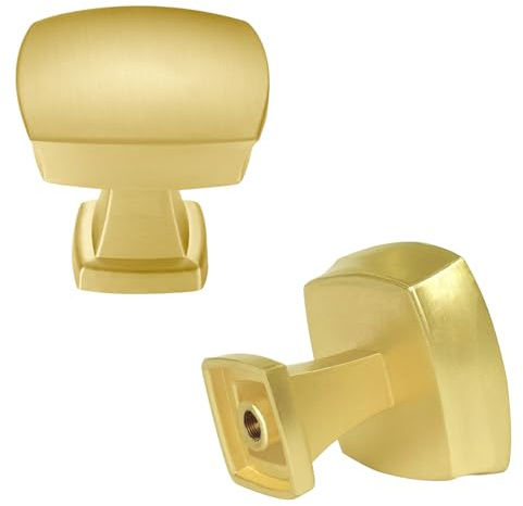 BIGLUFU 30 Stück Schrankknöpfe Gold, Quadrat Möbelknöpfe, 28 * 30mm Messing Schrankgriffe mit Schrauben für Kleiderschrank, Kommoden, Schubladen