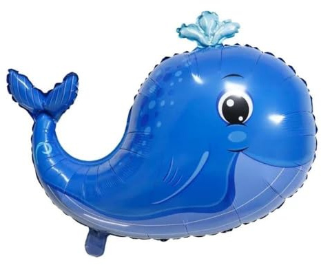 DIWULI Wal Luftballon - Tier-Deko Blau Geburtstagsdeko