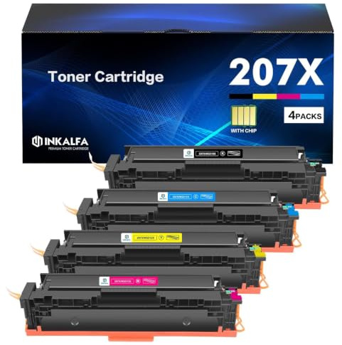 207X 207A Toner Kompatibel für HP Color LaserJet Pro MFP M283fdw Mit Chip | Kompatibel für Color LaserJet Pro MFP M283fdn M255dw M282nw M255nw M283 M282 M255 W2210X W2211X W2212X W2213X 4-Pack