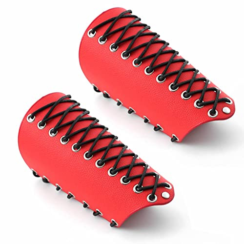 MILAKOO 2 x rotes Armband für Herren, Leder-Manschettenverschluss, Punk-Stil, für Halloween