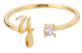 Buchstaben Ringe Frauen Gold Ring mit Buchstaben Verstellbar Ring Damen Offener Rings Initial Buchstabe A-Z Ring mit Namen Modeschmuck Damenring Minimalistisch Stapelbare Ringe Geschenk für Frauen (Y)