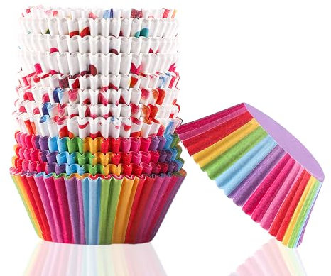 Muffinförmchen Papier, 300 Stück Muffinform Papier, Muffins Papierförmchen, Muffins Backförmchen, Cupcake Formen Regenbogen Papier Liners Wrapper für Geburtstag, Party, Hochzeit, Dessert