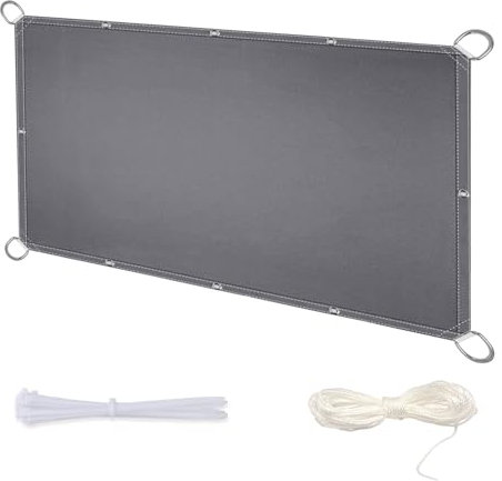 Sonnensegel Wasserdicht Rechteckig 0.8x2.6m Schattentuch Mit Ösen Wasserdicht Sonnensegel Sonnenschutz Wetterschutz-Markise UV-Schutz für Terrasse Camping Outdo mit D-Ring und Kordel dunkelgrau