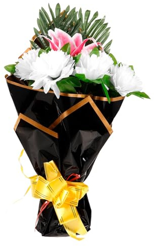 Happyyami Blumenstrauß Seidenstoff Kunststoff Chrysanthemen und Künstlicher | Grab und Beerdigung, Realistische Dekoration, Langlebig, Bruchsicher, ohne Schnitt, Ganzjährig Nutzbar
