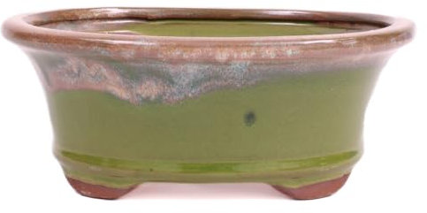 Bonsai - Schale oval 21 x 17 x 8.5 cm, grün/beige 22039