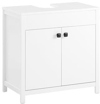 SoBuy Mueble para Debajo del Lavabo Fregadero Armario de Baño Armario de Almacenaje de Suelo 2 Puertas Blanco 60 x 35 x 60 cm BZR98-W ES