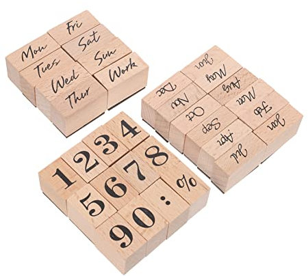 PLAFOPE 32stücke Holzstempel Mit Zahlen Wochen Und Monaten Für Basteln Scrapbooking Und Grußkarten in Verschiedenen Designs