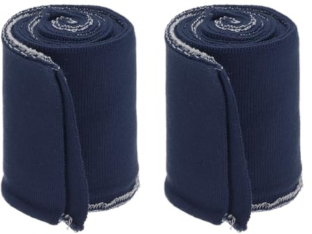 Rebower 7cm x 80M Puños Elásticos para Coser Tejido de Punto de Algodón Acanalado Mangas Banda de Cintura Ribete Acanalado, [para Tela, Manualidades Diy] - Azul Marino/ 2 Piezas