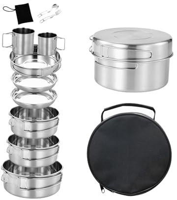 Perfeclan Juego de Utensilios de Cocina para Acampar para 3 O 4 Personas, Utensilios para Picnic, Pesca Y Senderismo