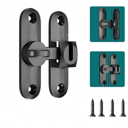 Flycppo Serratura Porta Catenaccio,SerrAatura Porta Scorrevole 90/180 Gradi,Con Viti,Chiusura per Serratura in Lega Zinco Universali per Porte,Finestre,Giardino(Nero)