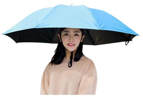 Vllentin Chapeau Parapluie,Chapeau Parapluie De Tete Adulte,Chapeau Parapluie Pliant,Parapluie Parasols Chapeau,Chapeau Parapluie Réglable Portable,Protection UV,pour Pêche,Jardinage,Photographie