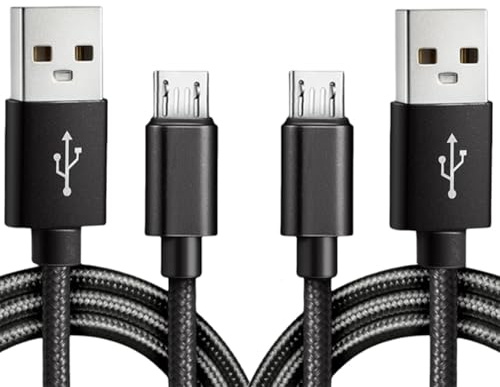 SHUNYABEI 2Pcs USB Charger Cable 2M Nylon Braided Fast Charging Cable for Xbox One/One S/One X, PS4 & Android Phones Durable with Quick Charge (Black)