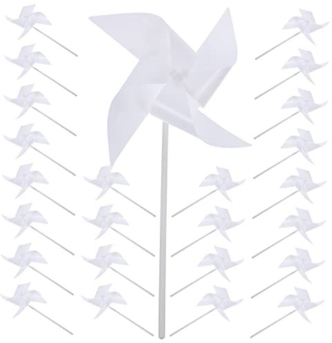 TOBBOMEY 24piezas Molinillos De Plástico Blanco para Pintar Mano Juguetes Educativos para Actividades