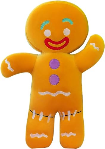 Weihnachten Lebkuchenmann Plüschtier, 30 cm, Gestopftes Keks-Kissen, Geschenk für Kinder gefüllte Kekspuppe Lebkuchenmann Kissen Das Weihnachtsplüschtier Lebkuchenplüschtier für Kinder Geburtstag Xms