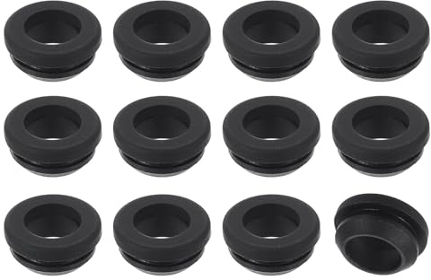 sourcing map 12Pcs Rubber Grommets, Mount Dia 13mm ID 10mm Snap Firewall Hole Plug, Anti-Scratch Hole Cover Plug for Electrical Box Cable Wiring, Black