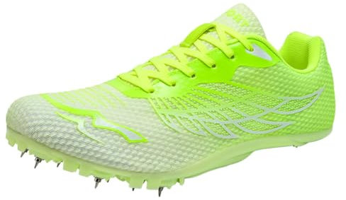 Unisex Sprint Racing Sneakers, Spikes Laufen Wurfschuhe rutschfeste Leichtathletik Turnschuhe Für Männer Frauen Kinder,Grün,39 EU