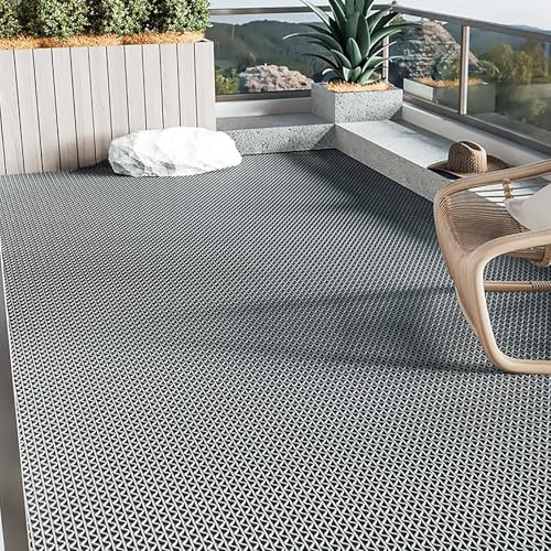 LONGSAND Tapis de Sol pour Drainage extérieur Tapis de Piscine antidérapant en PVC Tapis pour Zone Humide Commerciale pour Restaurant Cuisine Salle de Bain Bars Garage Waterpark,Gray/Grey,0.9×6M