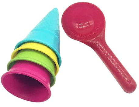 HANABASS Eiswaffeln für Junge Mädchen Sandkastenspielzeug Eiscreme Formen Strandspielzeug aus Langlebigem Kunststoff für Fantasievolle Spiele zu Hause und Strandurlaub