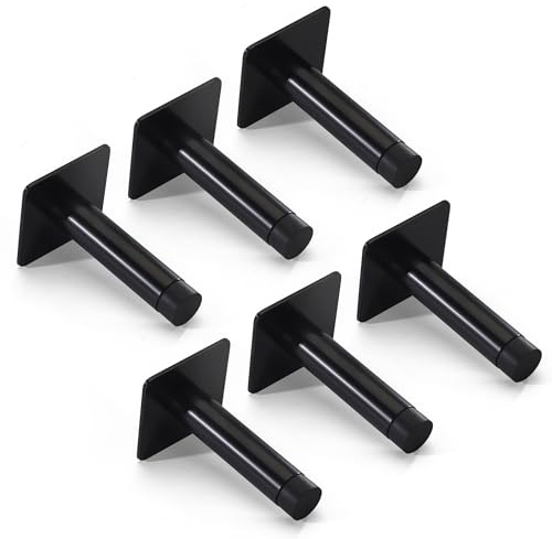 Confezione da 6 fermaporta per battiscopa con nastro adesivo VHB 3M, installazione 2 in 1, gomma antirumore, fermaporta per pavimento e parete, colore nero