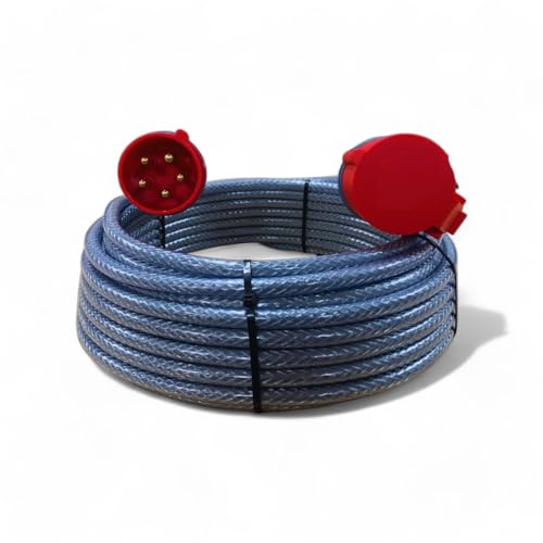 3 Phase Extension Lead 32A 5 Pin 15m – 6mm² SY Steel Armoured Heavy Duty Cable – 415V IEC 60309 3P+N+E – IP44 Industrial Higher Protection – PAT Tested (15 METRE)