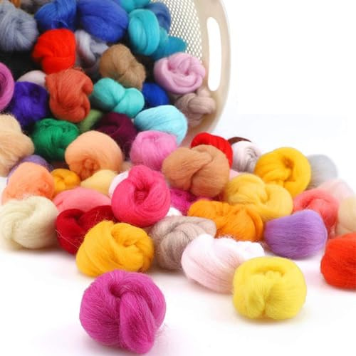 YNNHUDEEP 36 Farben Filzwolle Set,Merinowolle Filz Set,Wolle zum Stricken,Filzwolle Trockenfilzen & Nassfilzen,Filzen Schafwolle,DIY Filzen Starterset für Filz Basteln & Stricken