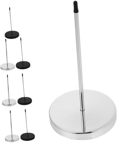 Hemobllo 8 Piezas Soporte para Recibos con Base Redonda Resistente de Negro y Plata Pinchos de Metal para Ordenes y Tickets Restaurantes y Oficinas